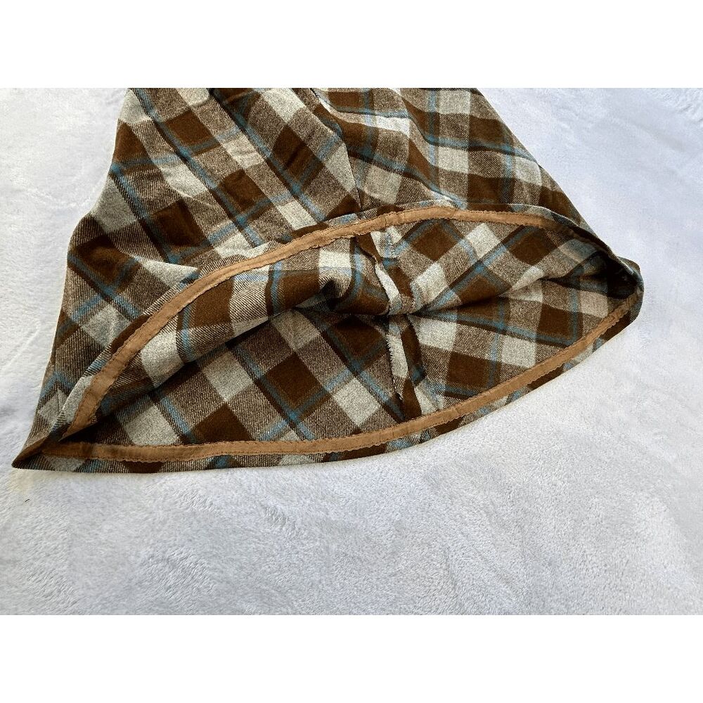 Vintage 1960s Brown/Gray Plaid Below Knee A Line Skirt, Size 12/ Waist 26, Retro - Picture 4 of 8